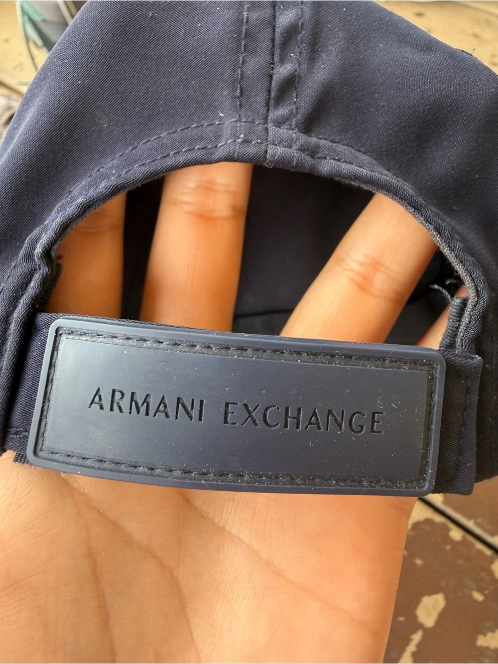 Armani Exchange Navy Blue Men’s Baseball Cap with Raised AX Logo